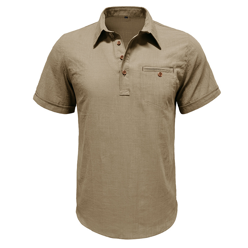 Men's Cotton Linen Short Sleeve Shirt