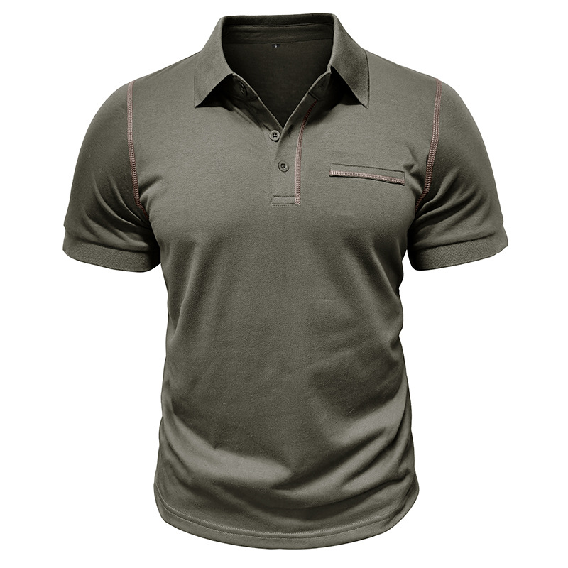 Men's Casual Color Block Short Sleeve Polo Shirt