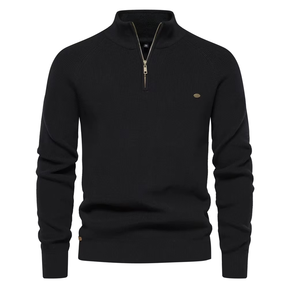 Men's Mock Neck Pullover Quarter Zipper Sweater