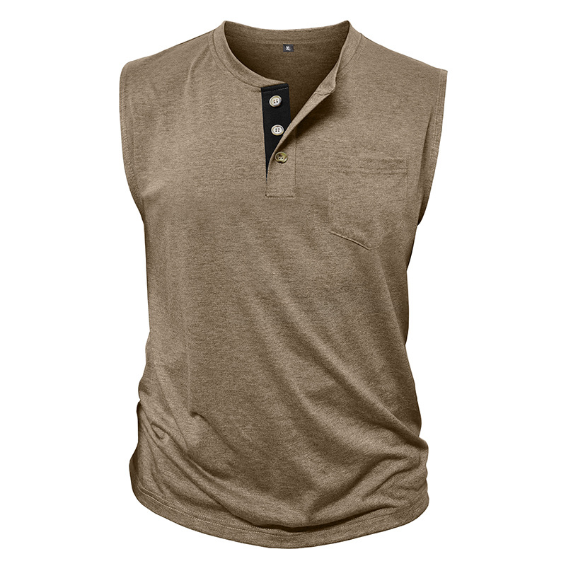 Men's Henley Sleeveless Workout Tank Top