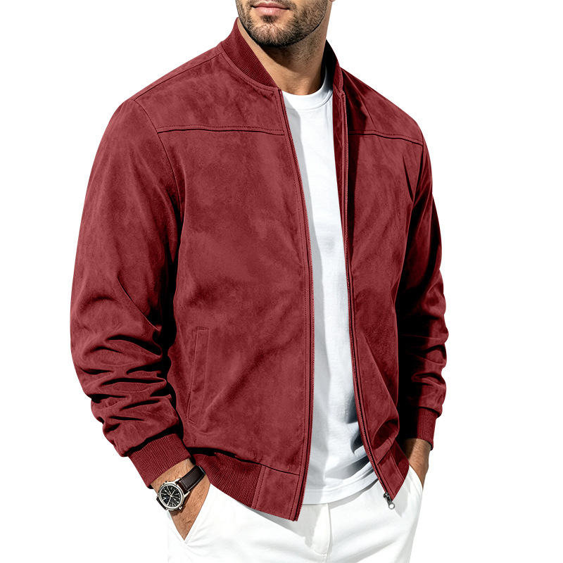 Men's Suede-Look Bomber Jacket