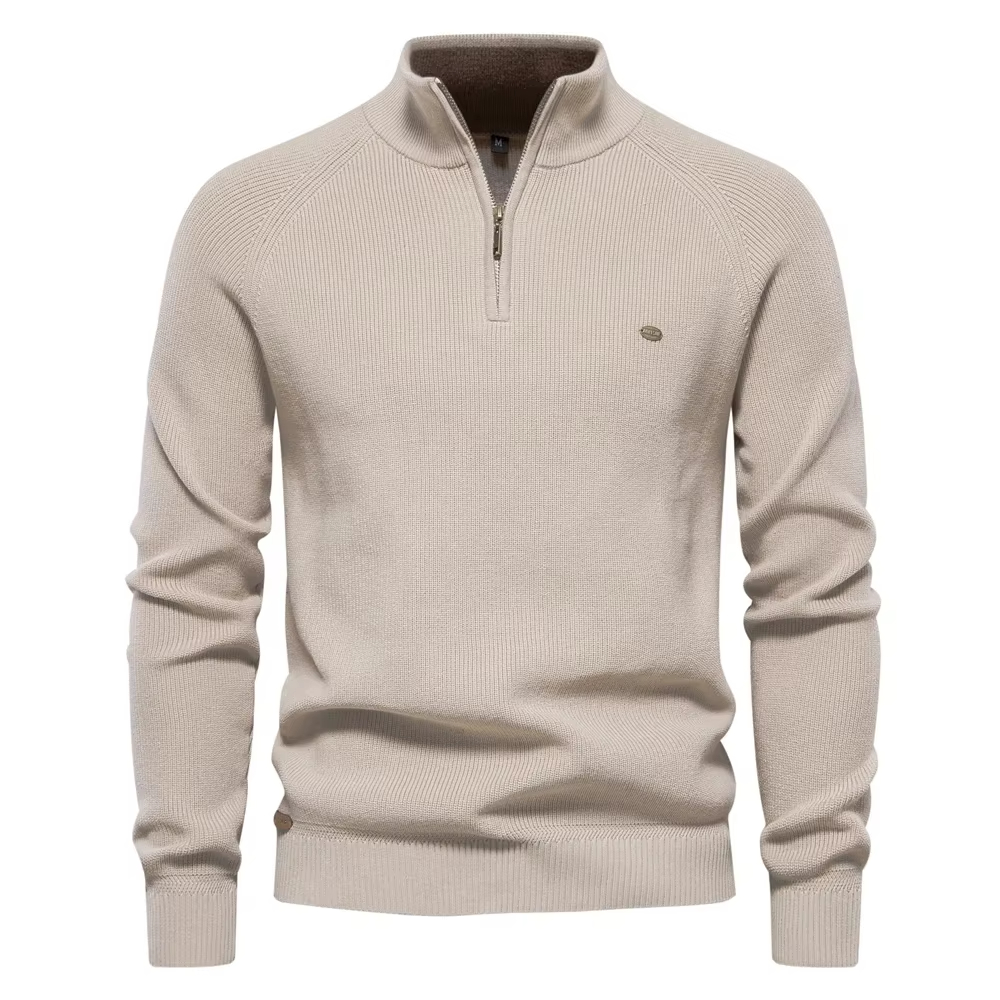 Men's Mock Neck Pullover Quarter Zipper Sweater