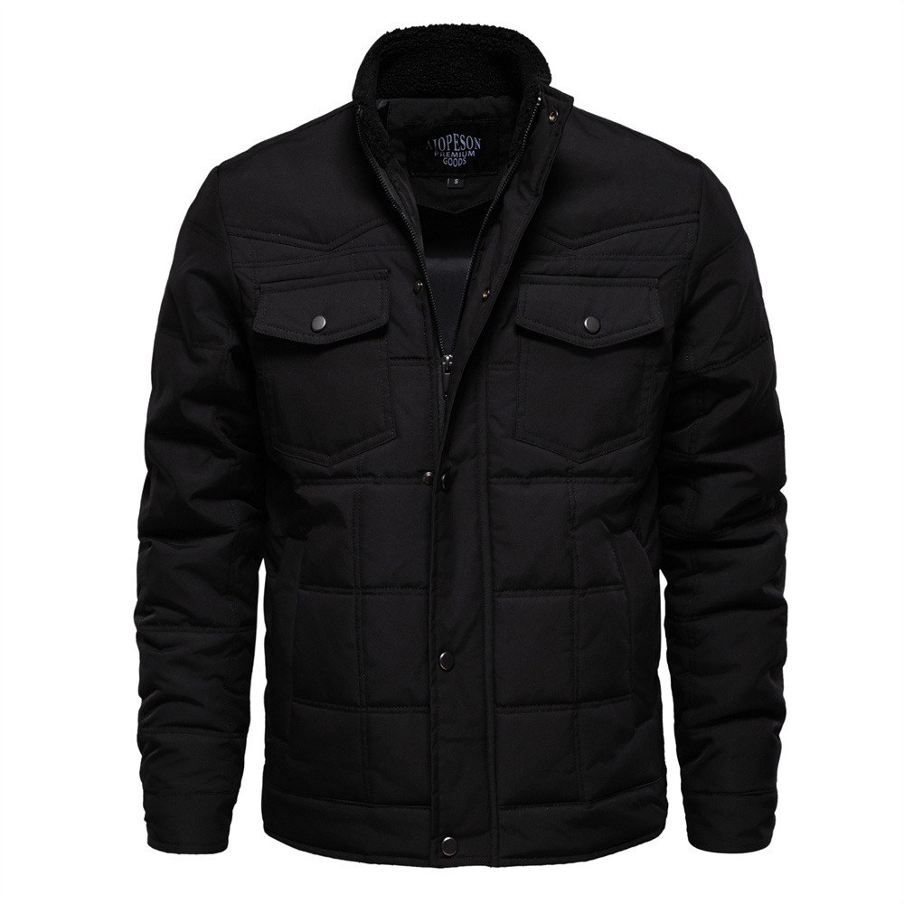 Men's Windproof Stand Collar Fleece Lined Jacket