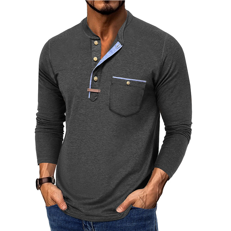 Men’s Colorblock Long Sleeve Henley Shirt