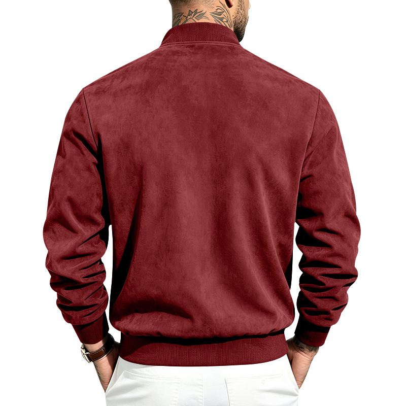 Men's Suede-Look Bomber Jacket