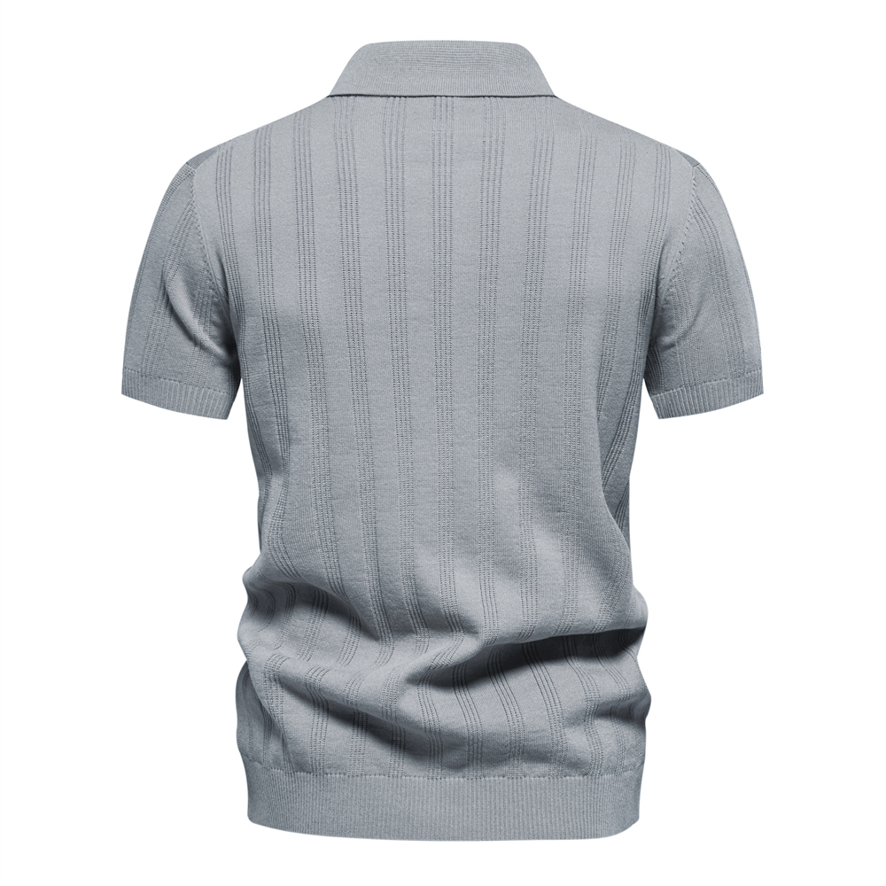 Men's Casual Knitted Lapel Short Sleeve Sweater