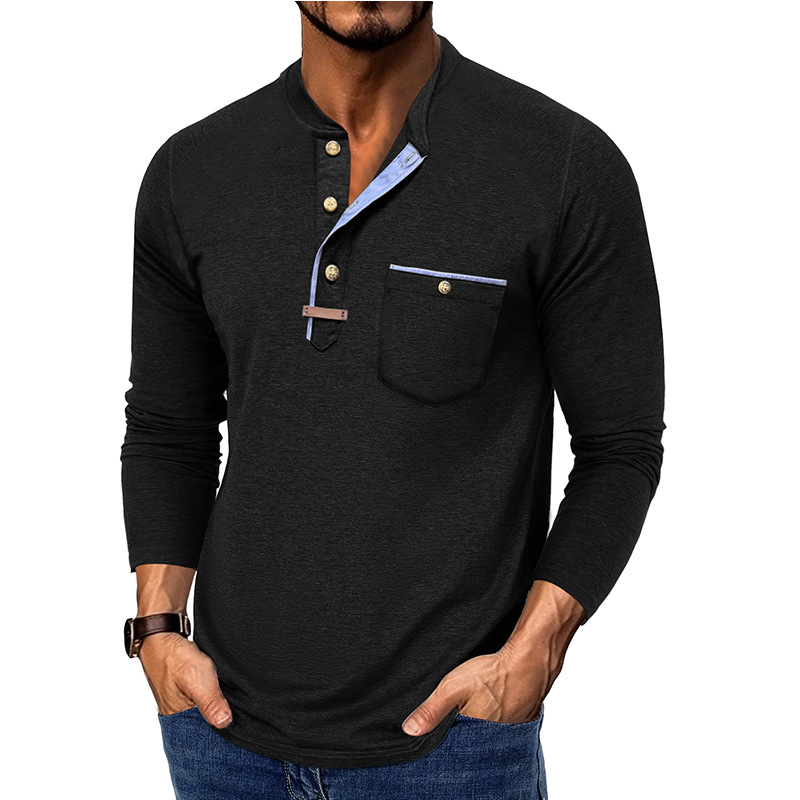 Men’s Colorblock Long Sleeve Henley Shirt