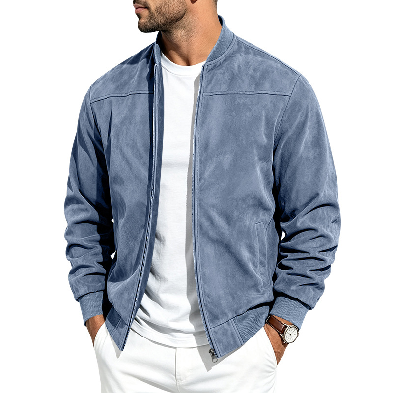 Men's Suede-Look Bomber Jacket