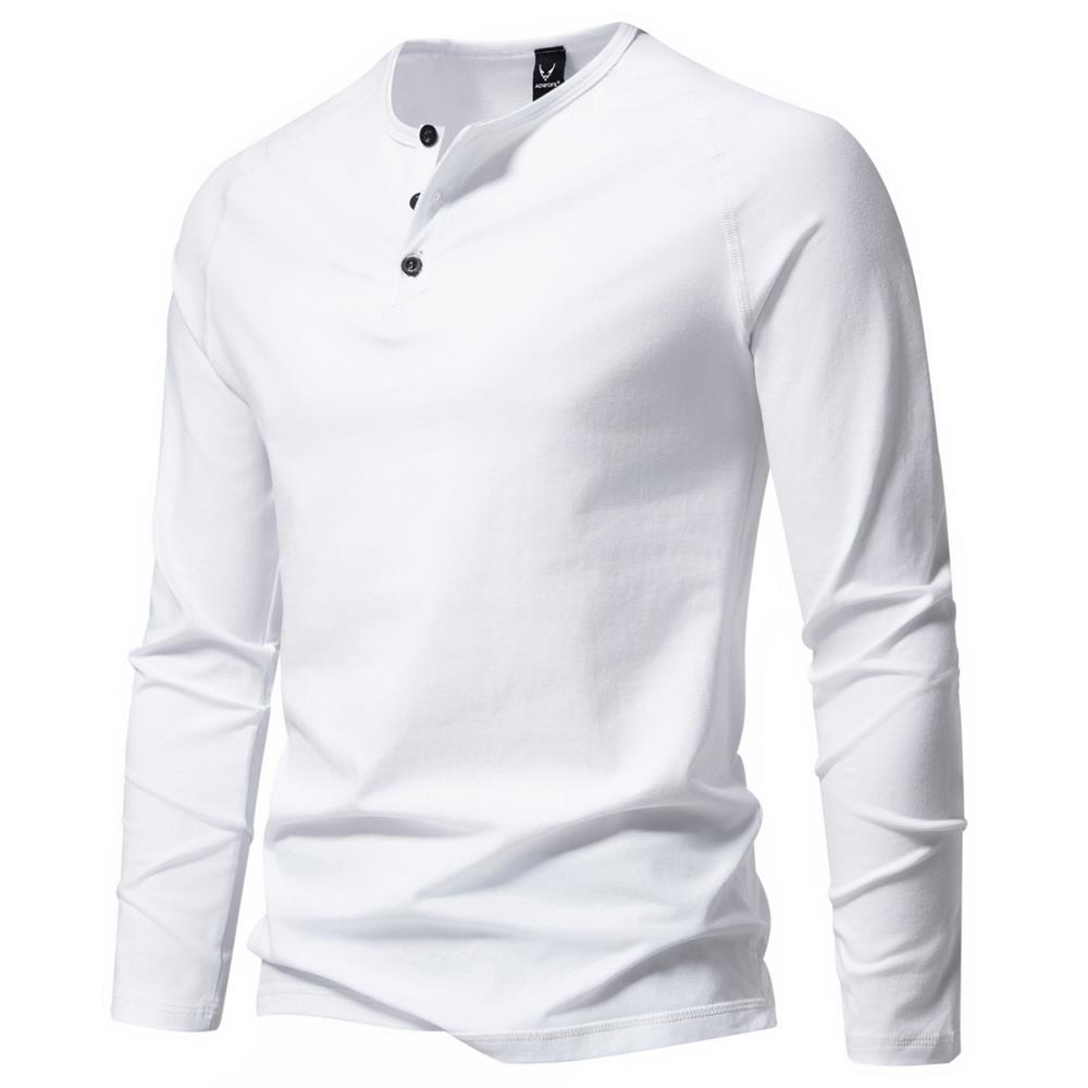 Men's Solid Color Casual Long Sleeve Henley T-shirt