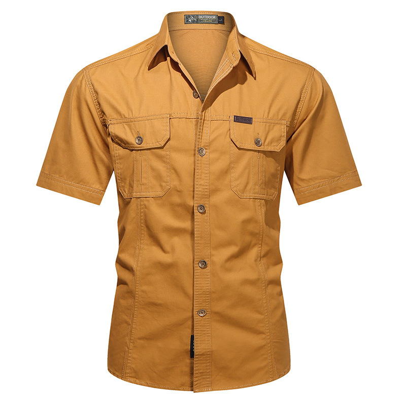 Men's Casual Short Sleeve Multi-pocket Cotton Cargo Shirt