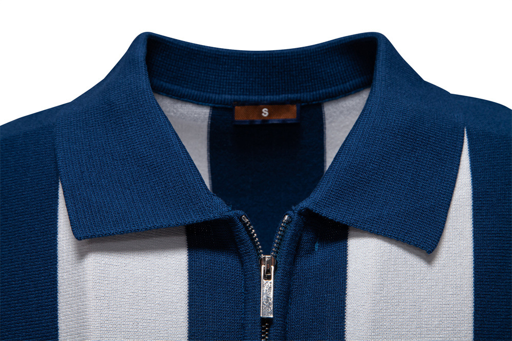 Men's Striped Knit Polo Shirt