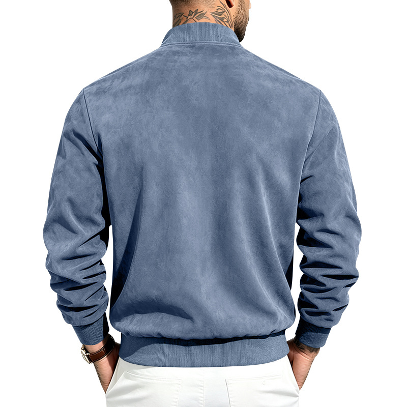 Men's Suede-Look Bomber Jacket