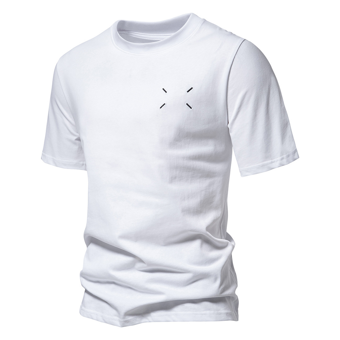 Men's Cotton Embroidered Round Neck Short Sleeve T-Shirt