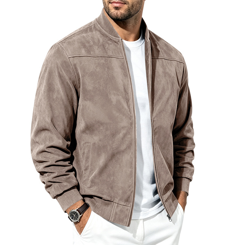 Men's Suede-Look Bomber Jacket