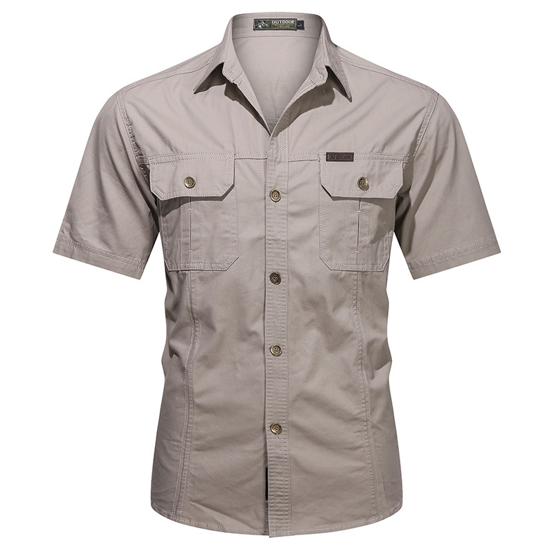Men's Casual Short Sleeve Multi-pocket Cotton Cargo Shirt