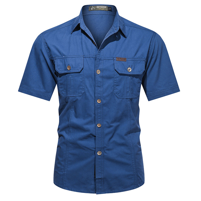 Men's Casual Short Sleeve Multi-pocket Cotton Cargo Shirt