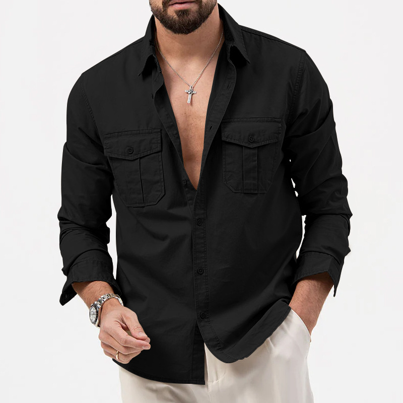 Men's Casual Multiple Pockets Long Sleeve Shirt