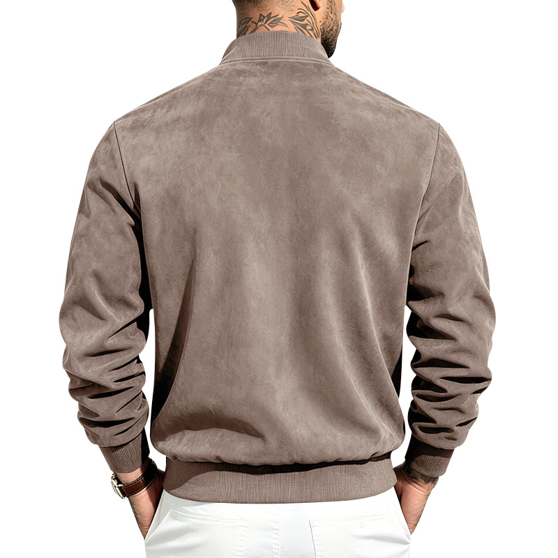 Men's Suede-Look Bomber Jacket