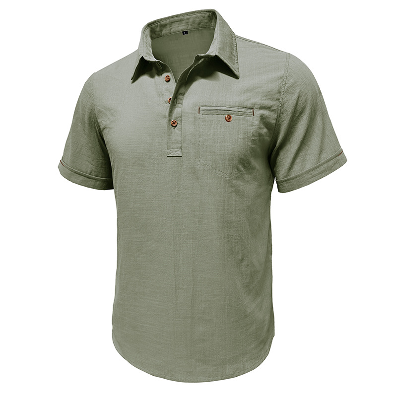 Men's Cotton Linen Short Sleeve Shirt