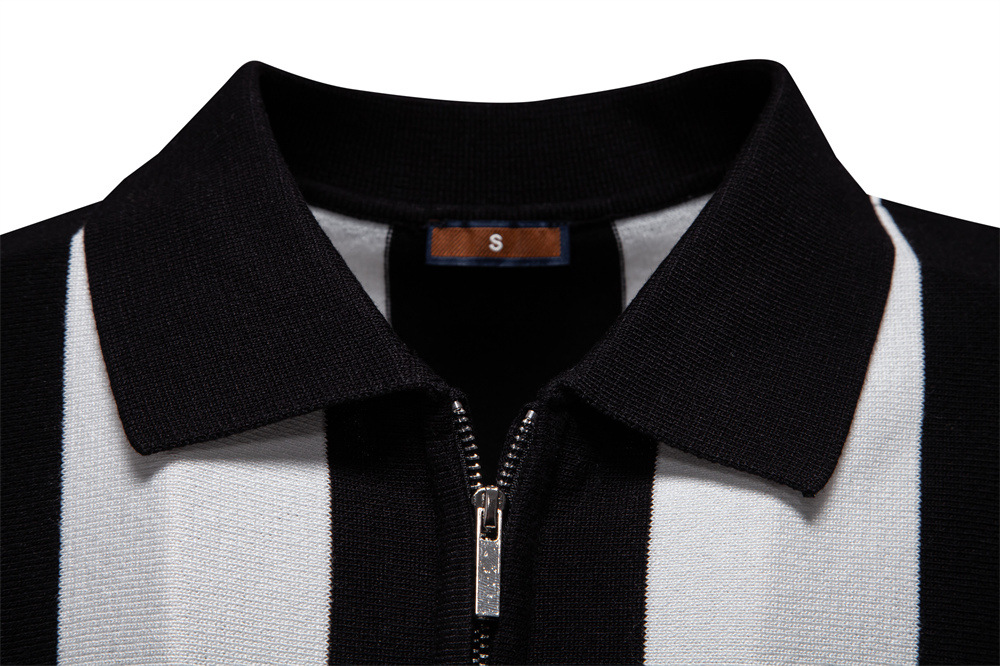 Men's Striped Knit Polo Shirt