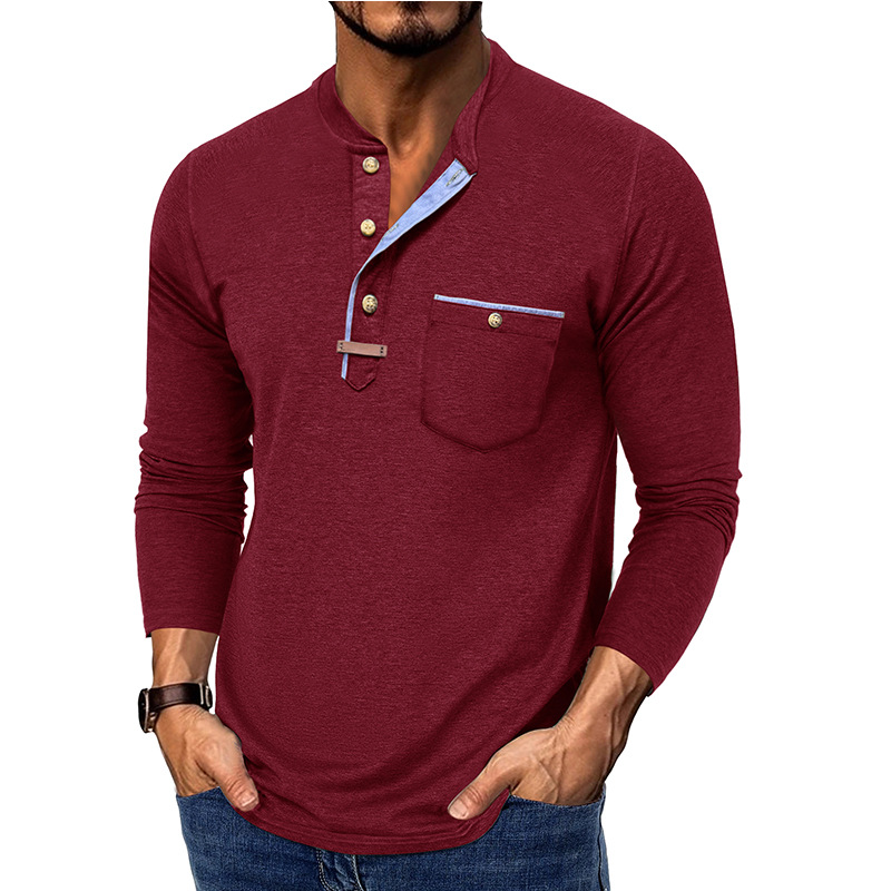 Men’s Colorblock Long Sleeve Henley Shirt