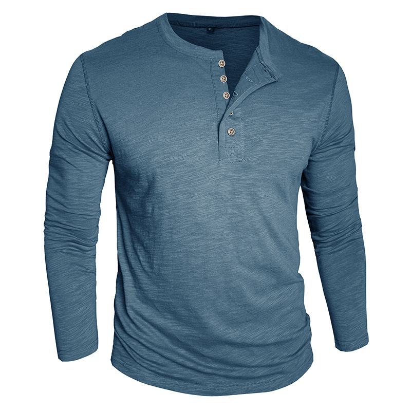 Men’s Slub Cotton Henley Long Sleeve Shirt