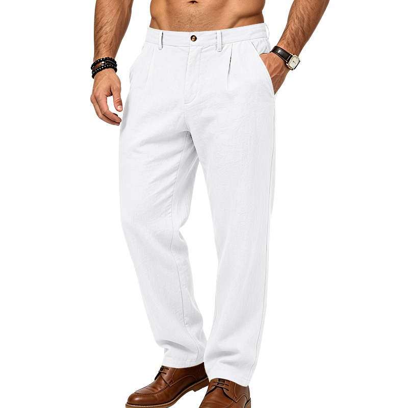 Men's Pleated Linen Trousers