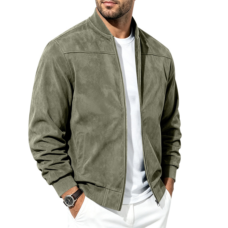 Men's Suede-Look Bomber Jacket