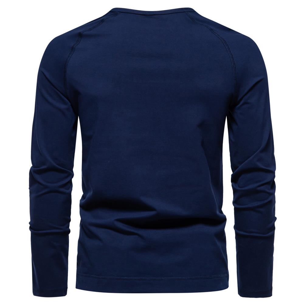Men's Solid Color Casual Long Sleeve Henley T-shirt