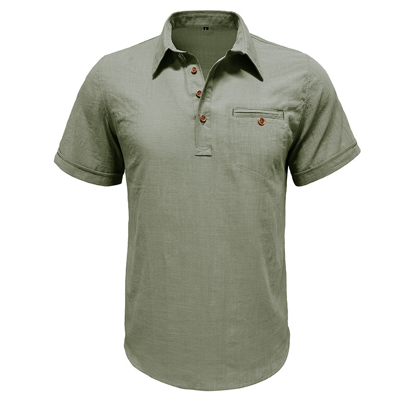 Men's Cotton Linen Short Sleeve Shirt