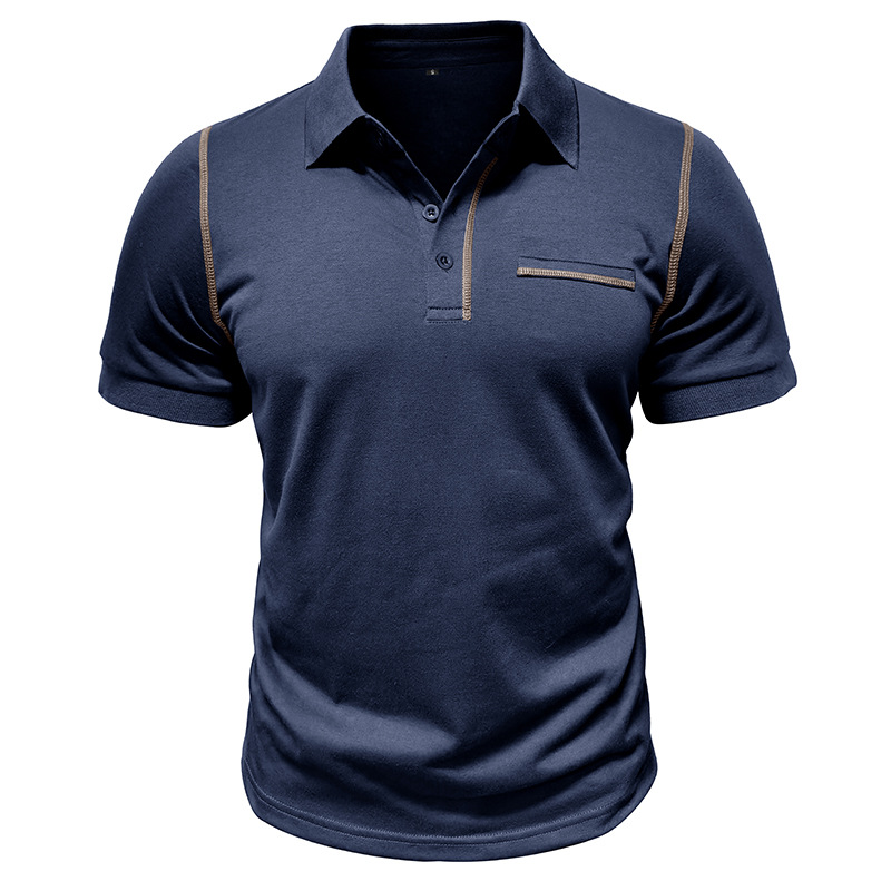 Men's Casual Color Block Short Sleeve Polo Shirt