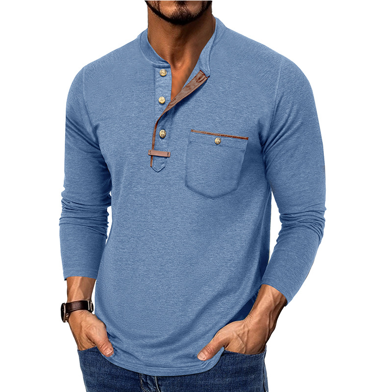Men’s Colorblock Long Sleeve Henley Shirt