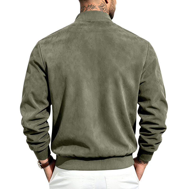 Men's Suede-Look Bomber Jacket