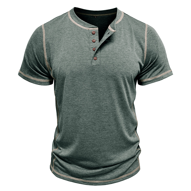 Men's Retro Short Sleeve Henley Shirt
