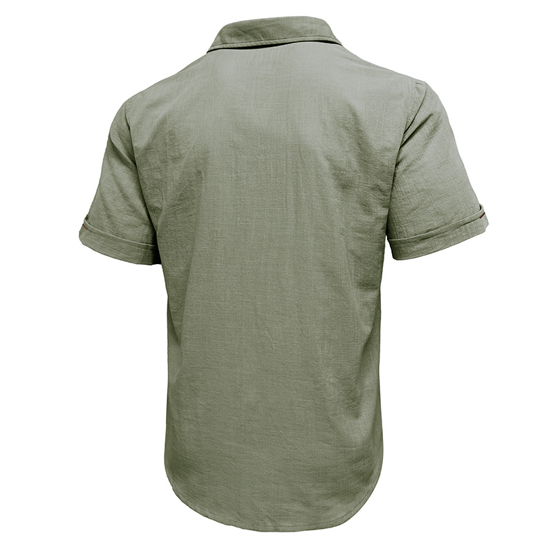 Men's Cotton Linen Short Sleeve Shirt