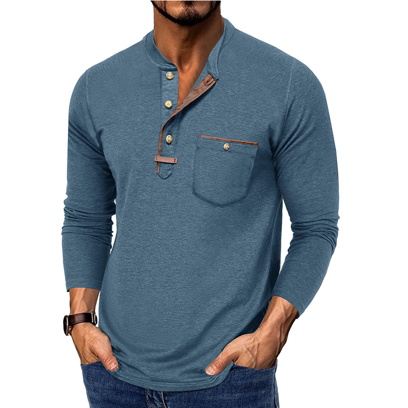 Men’s Colorblock Long Sleeve Henley Shirt