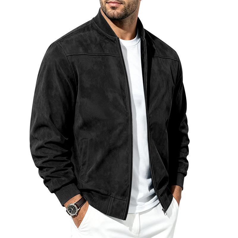 Men's Suede-Look Bomber Jacket