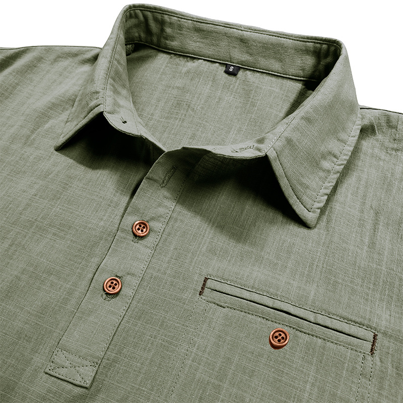Men's Cotton Linen Short Sleeve Shirt