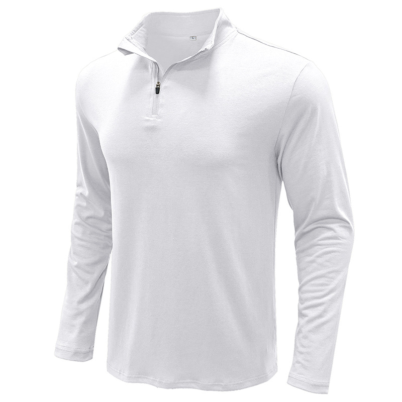 Men's Basic Stand Collar Zipper Polo Shirt