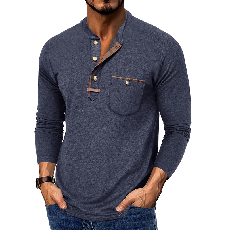 Men’s Colorblock Long Sleeve Henley Shirt