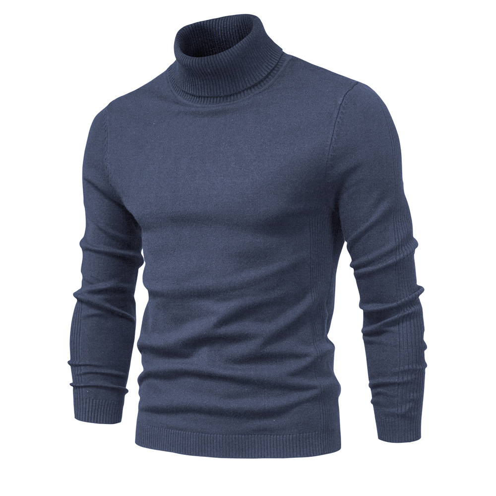 Men‘s Winter Turtleneck Thick Casual Solid Color Sweater