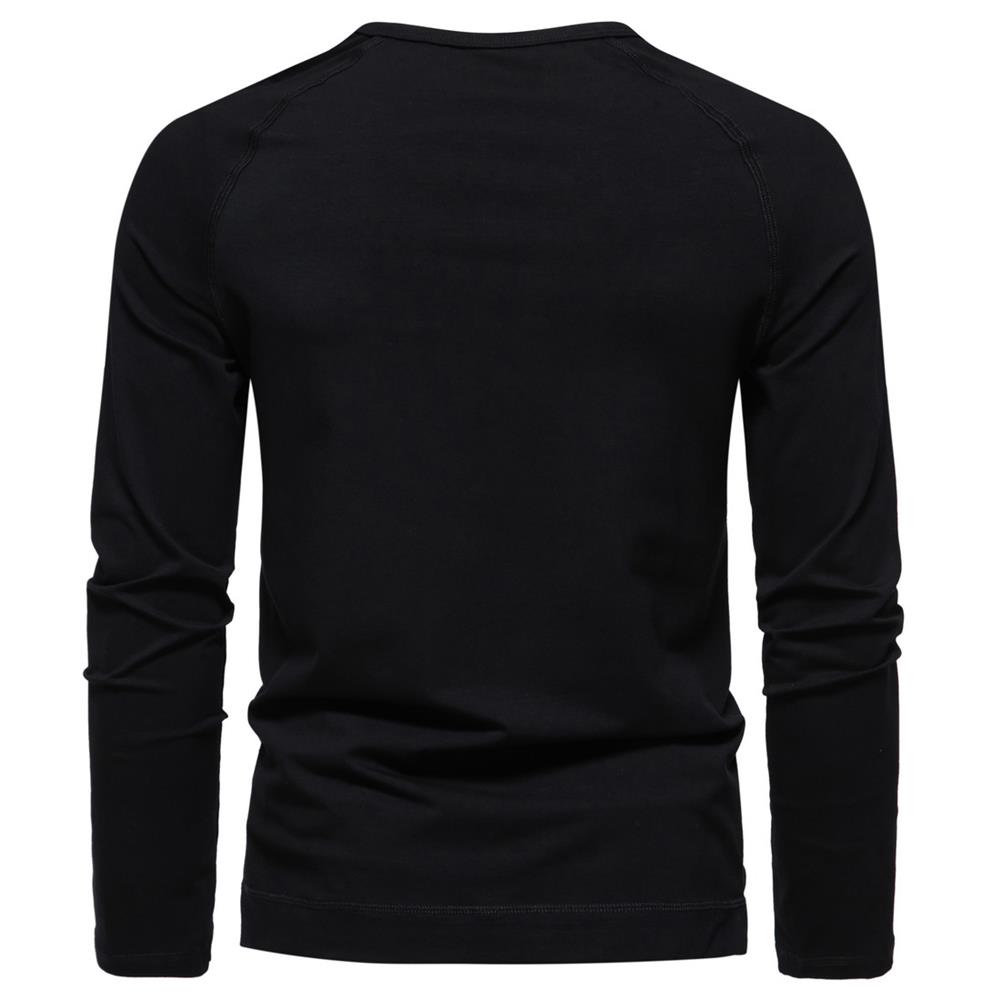 Men's Solid Color Casual Long Sleeve Henley T-shirt