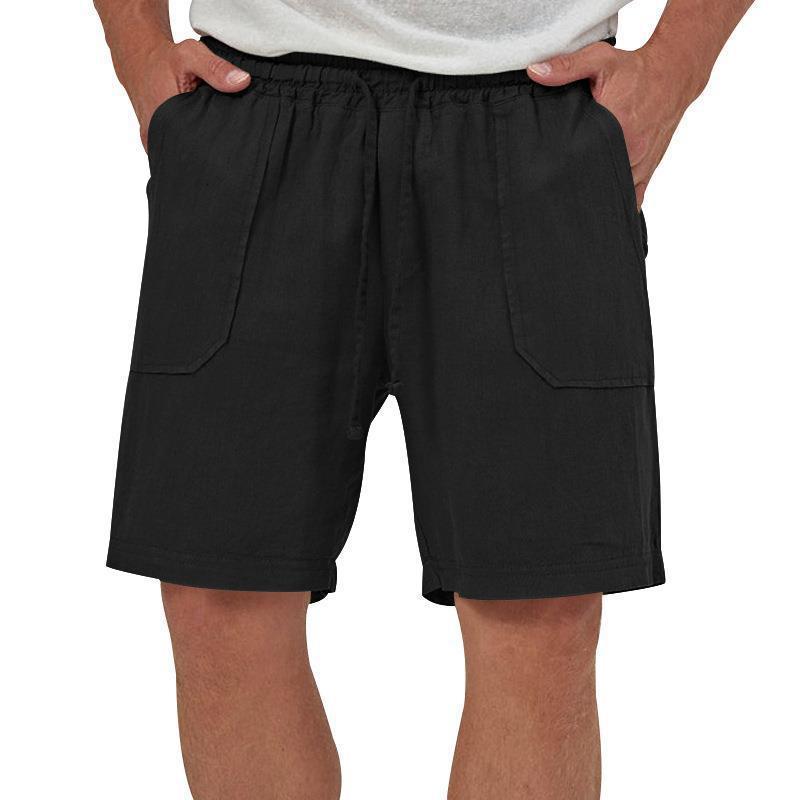 Men's Solid Color Linen Casual Loose Fit Sports Shorts
