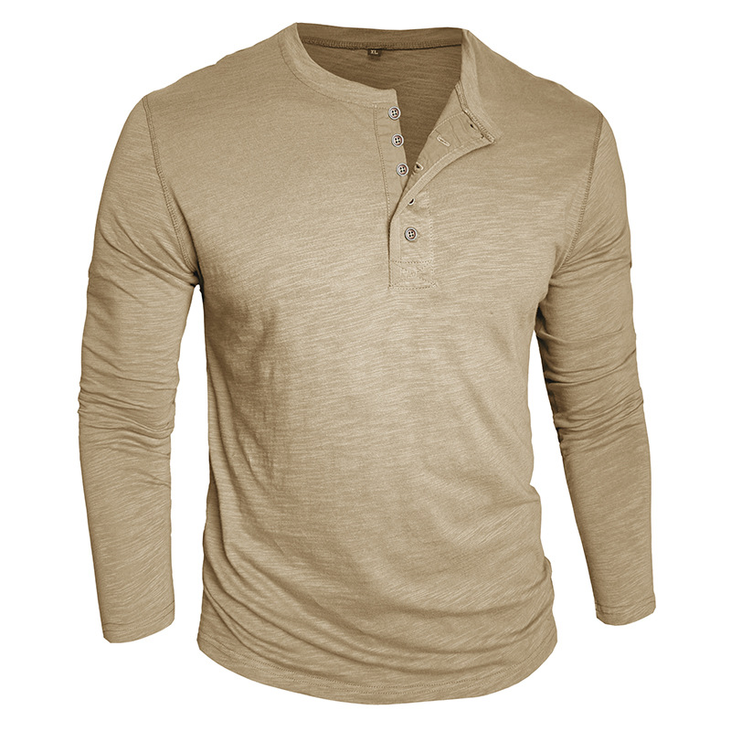 Men’s Slub Cotton Henley Long Sleeve Shirt