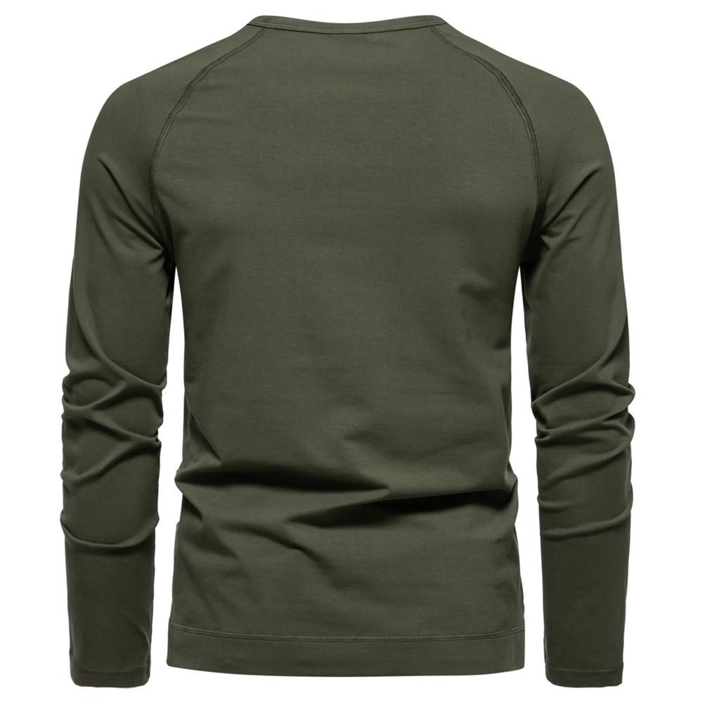 Men's Solid Color Casual Long Sleeve Henley T-shirt