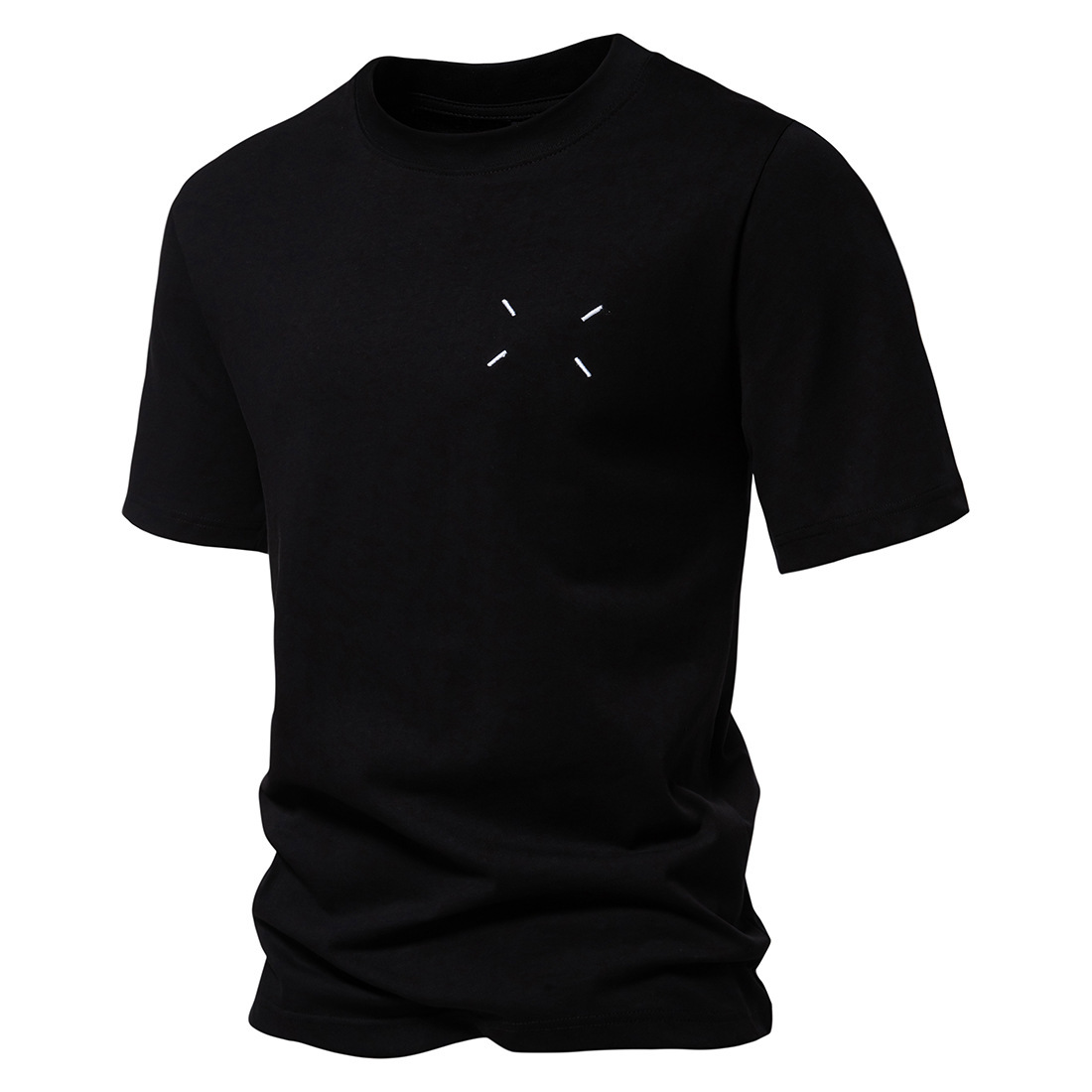 Men's Cotton Embroidered Round Neck Short Sleeve T-Shirt