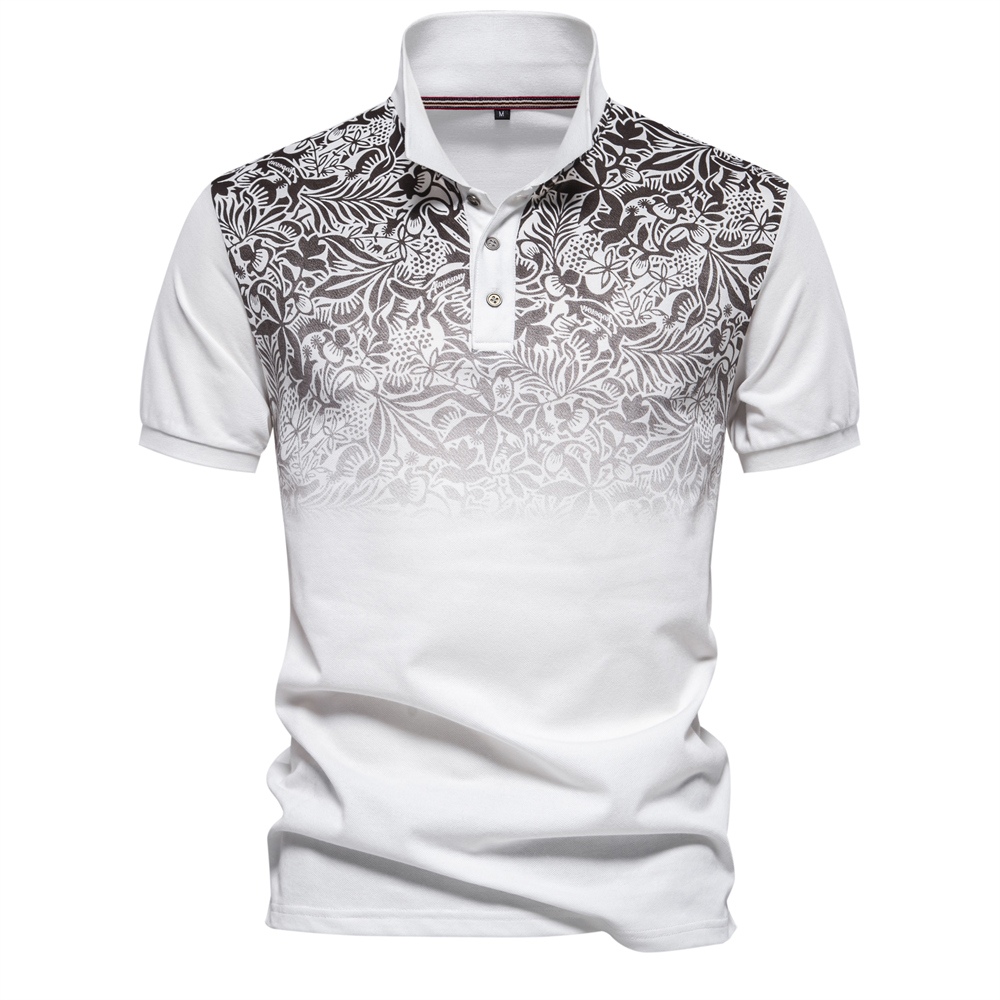 Men's Casual Gradient Printed Lapel Polo Shirt