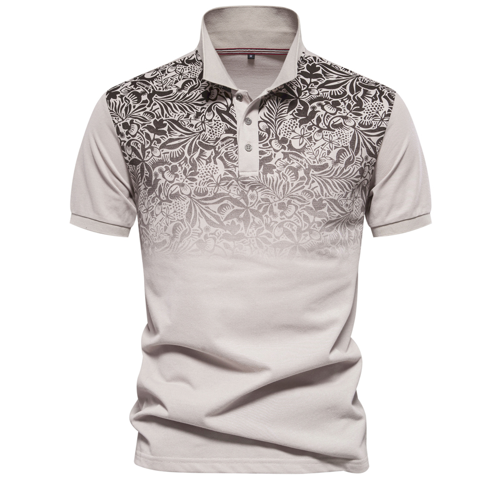 Men's Casual Gradient Printed Lapel Polo Shirt