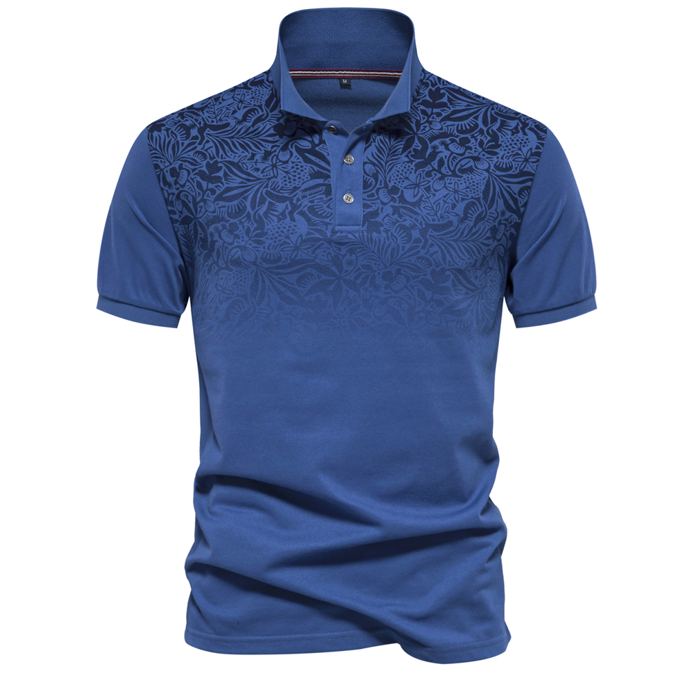Men's Casual Gradient Printed Lapel Polo Shirt
