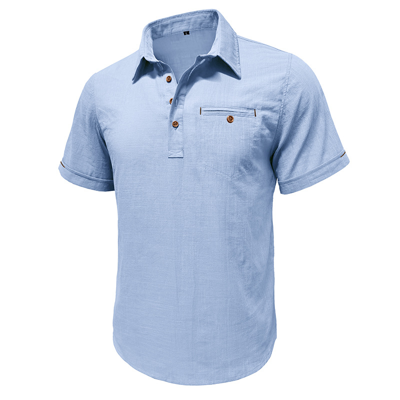 Men's Cotton Linen Short Sleeve Shirt